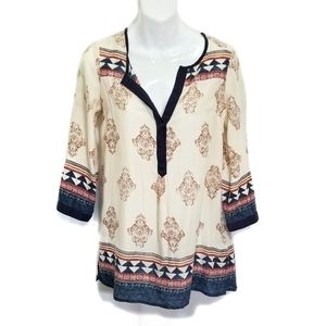 Lucky Brand print button front tunic shirt NWOT